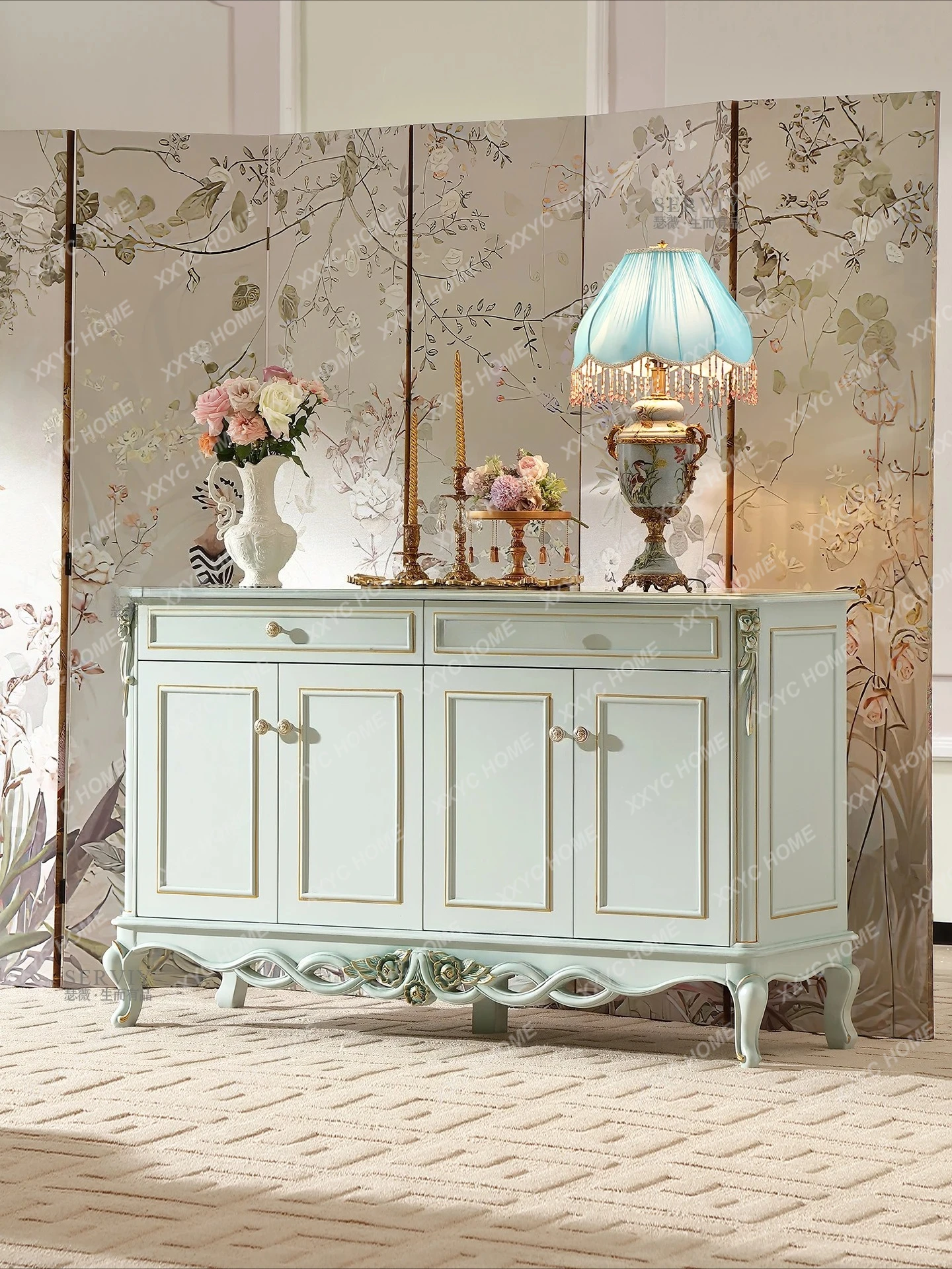 L pastoral entrance solid wood dining side cabinet 1.4M multi-functional storage side cabinet
L pastoral entrance solid wood dining side cabinet 1.4M multi-functional storage side cabinet