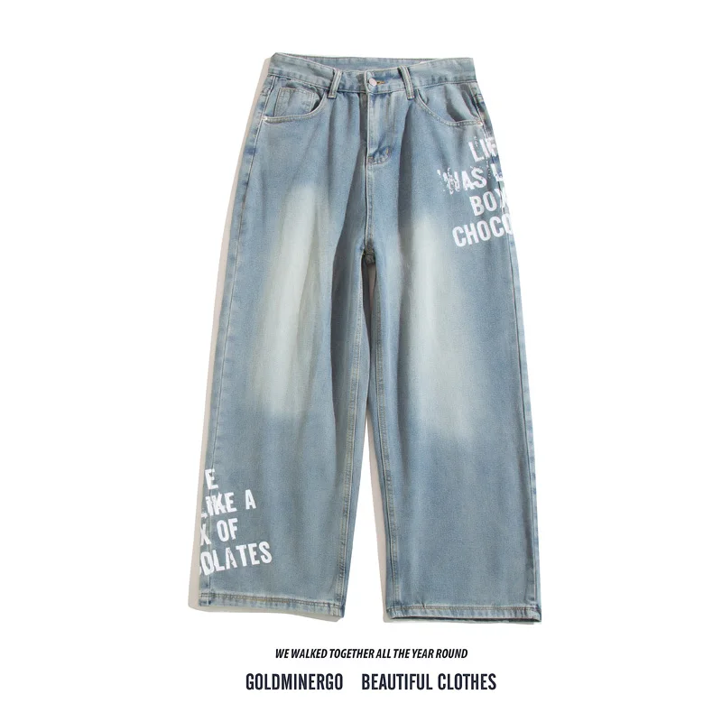 Retro American Letter Print Straight Leg Jeans Men's Women's Waed Versatile Wide Leg Long Pants Loose Straight Floor-Length
Retro American Letter Print Straight Leg Jeans Men's Women's Waed Versatile Wide Leg Long Pants Loose Straight Floor-Length