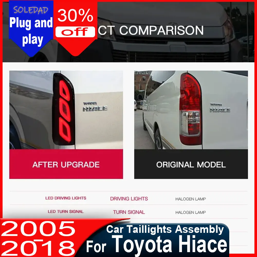 Задние фонари в сборе для Toyota Hiace 2005-2018 годов выпуска
Задние фонари в сборе для Toyota Hiace 2005-2018 годов выпуска