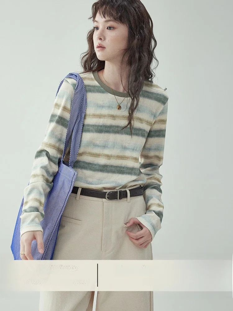 AMUU Original Lazy Striped Long Sleeve Base T-Shirt Women's Loose Overhead Spring Autumn Casual Style round Neck Pullover
AMUU Original Lazy Striped Long Sleeve Base T-Shirt Women's Loose Overhead Spring Autumn Casual Style round Neck Pullover