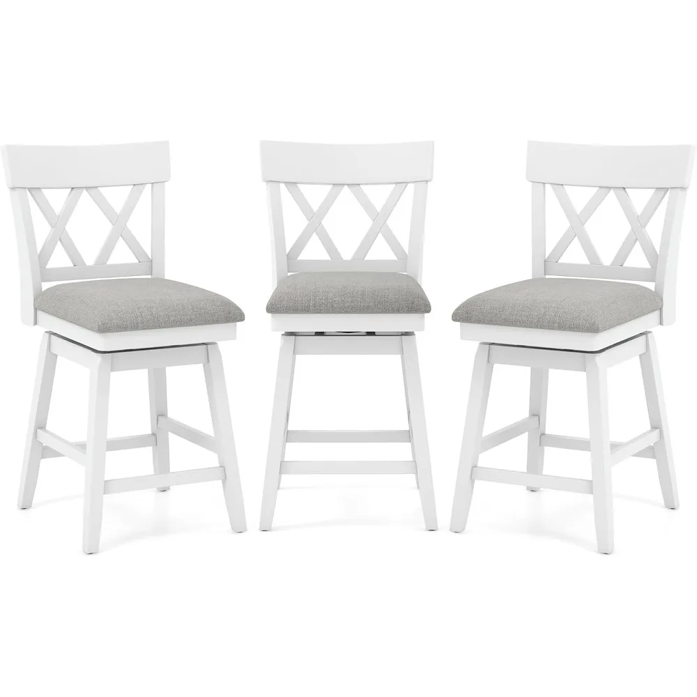 Bar stool set of 3, 26 inches, with 360 ° rotating ergonomic backrest, footrest, cushioned seat, and solid wood structure
Bar stool set of 3, 26 inches, with 360 ° rotating ergonomic backrest, footrest, cushioned seat, and solid wood structure