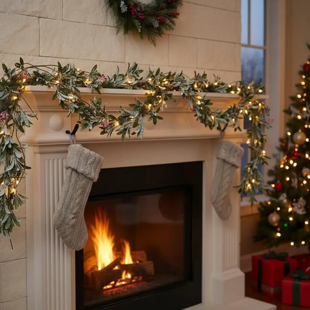 Xmas Wreath Vine 9-FT For Mantel Fireplace Staircase Realistic Greenery Olive Leaves Berries Light String Hanging Decoration
Xmas Wreath Vine 9-FT For Mantel Fireplace Staircase Realistic Greenery Olive Leaves Berries Light String Hanging Decoration