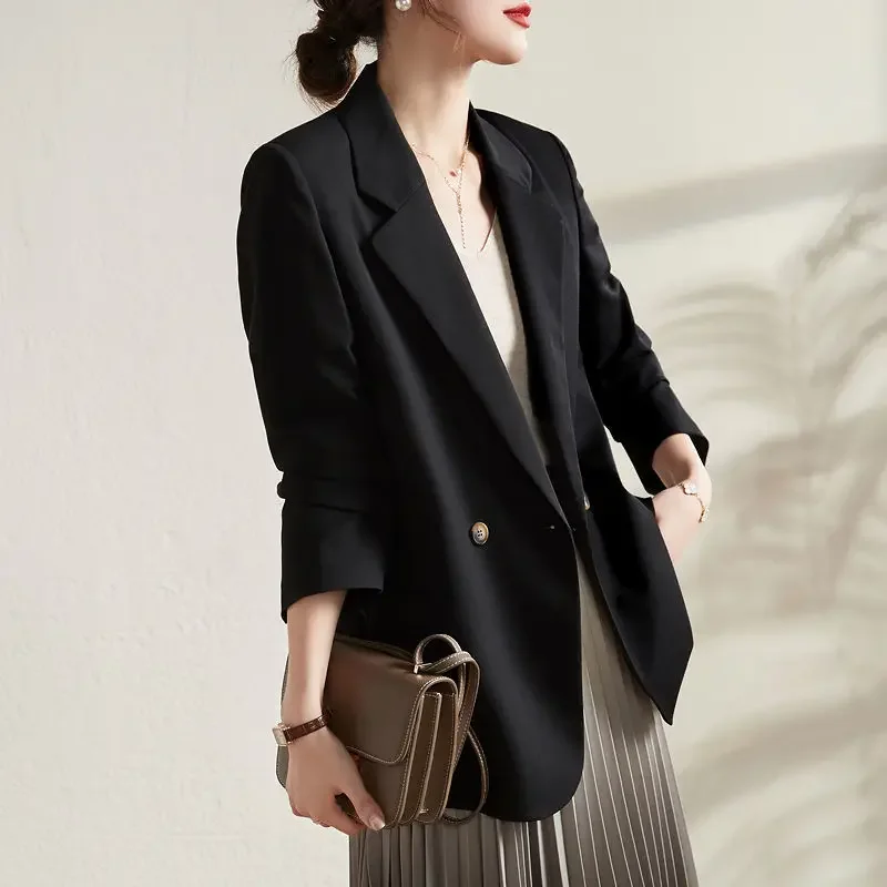 Dignified Intellectual Office Lady Formal Loose Button Pockets Blazers Solid Notched Spring Autumn Women's Clothing Thin E9236
Dignified Intellectual Office Lady Formal Loose Button Pockets Blazers Solid Notched Spring Autumn Women's Clothing Thin E9236