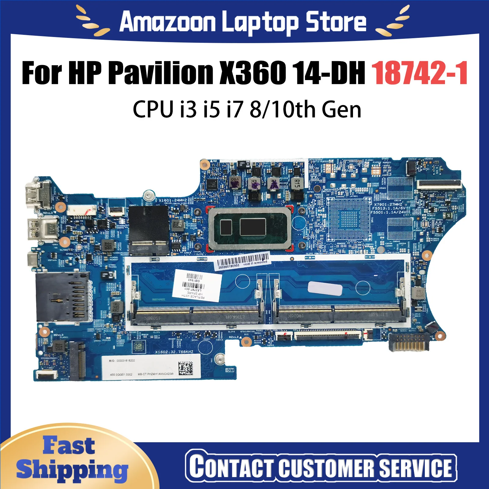 For HP X360 14-DH Laptop Motherboard 18742-1 940MX MX250 2G i3-8145U i5-8265U i5-10210U i7-10510U L67674-601 Mainboard Pavillion
For HP X360 14-DH Laptop Motherboard 18742-1 940MX MX250 2G i3-8145U i5-8265U i5-10210U i7-10510U L67674-601 Mainboard Pavillion