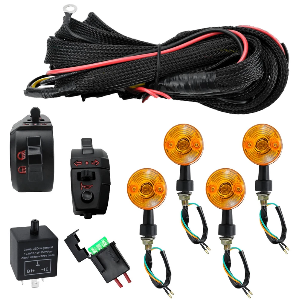 For Yamaha for Kawasaki 22mm 7/8" 12V Universal Motorcycle Indicator Wiring Loom Harness Swtich with 4x Turn Signal Light
For Yamaha for Kawasaki 22mm 7/8" 12V Universal Motorcycle Indicator Wiring Loom Harness Swtich with 4x Turn Signal Light