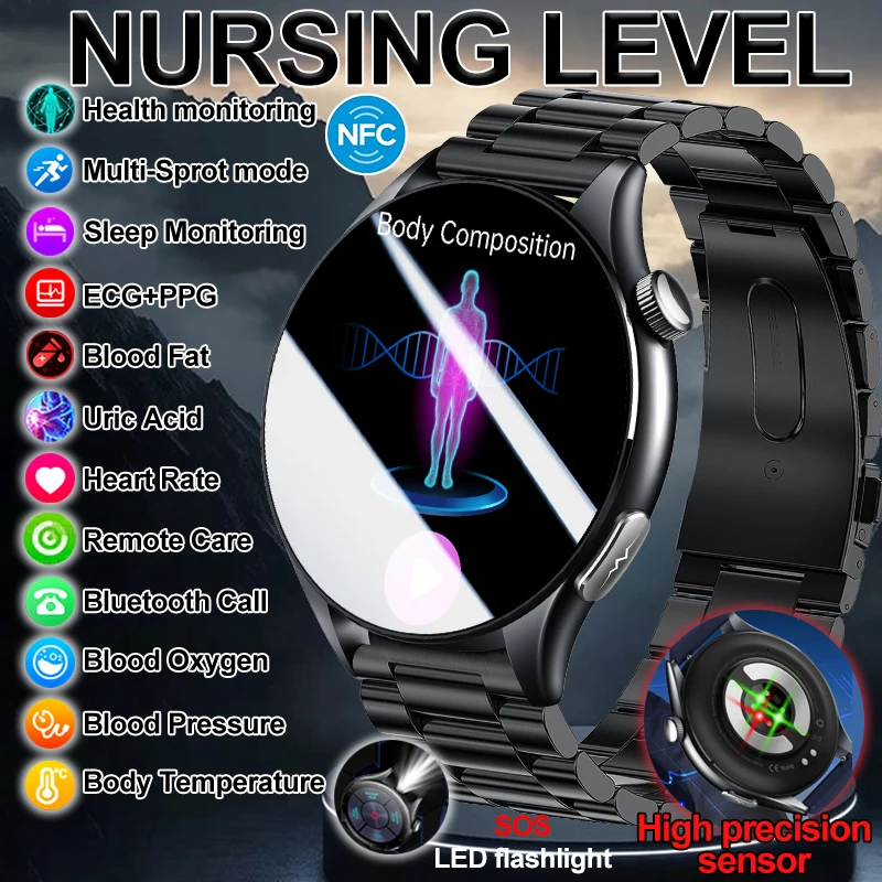 2025 New Three High Nursing level Body composition analysis Smart Watch Lipids Accurate blood pressure Smart Watches For Men NFC
2025 New Three High Nursing level Body composition analysis Smart Watch Lipids Accurate blood pressure Smart Watches For Men NFC