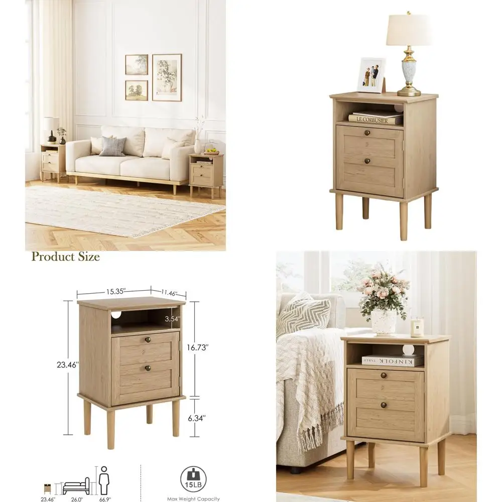 Bohemian Wooden Nightstand with Drawer and Shelf, Modern Natural Accent Table for Bedroom or Living Room
Bohemian Wooden Nightstand with Drawer and Shelf, Modern Natural Accent Table for Bedroom or Living Room