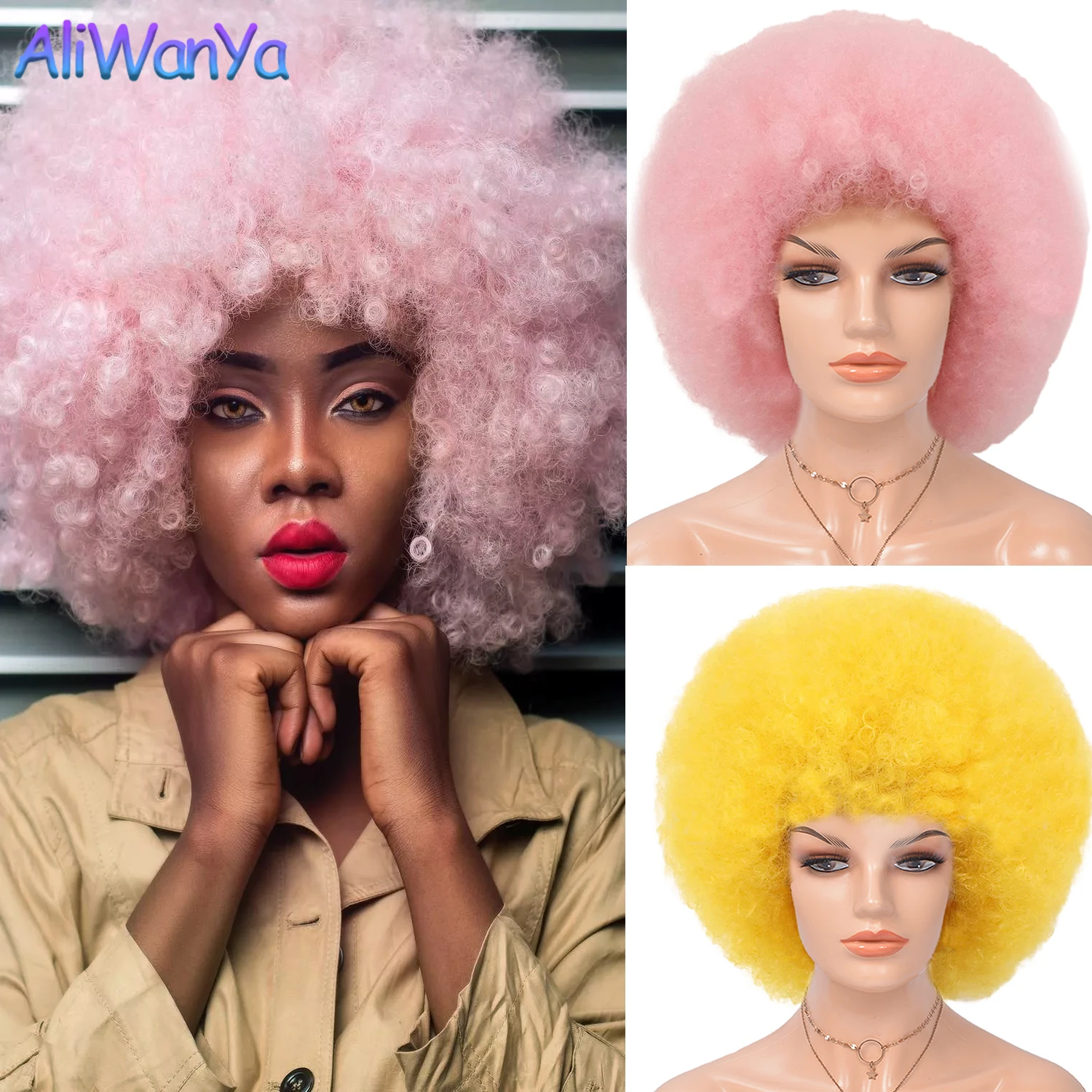 Short Hair Afro Kinky Curly Wigs With Bangs For Black Women Cosplay Pink Red Grey Blonde Short Curly Heat Resistant Girls Wig
Short Hair Afro Kinky Curly Wigs With Bangs For Black Women Cosplay Pink Red Grey Blonde Short Curly Heat Resistant Girls Wig