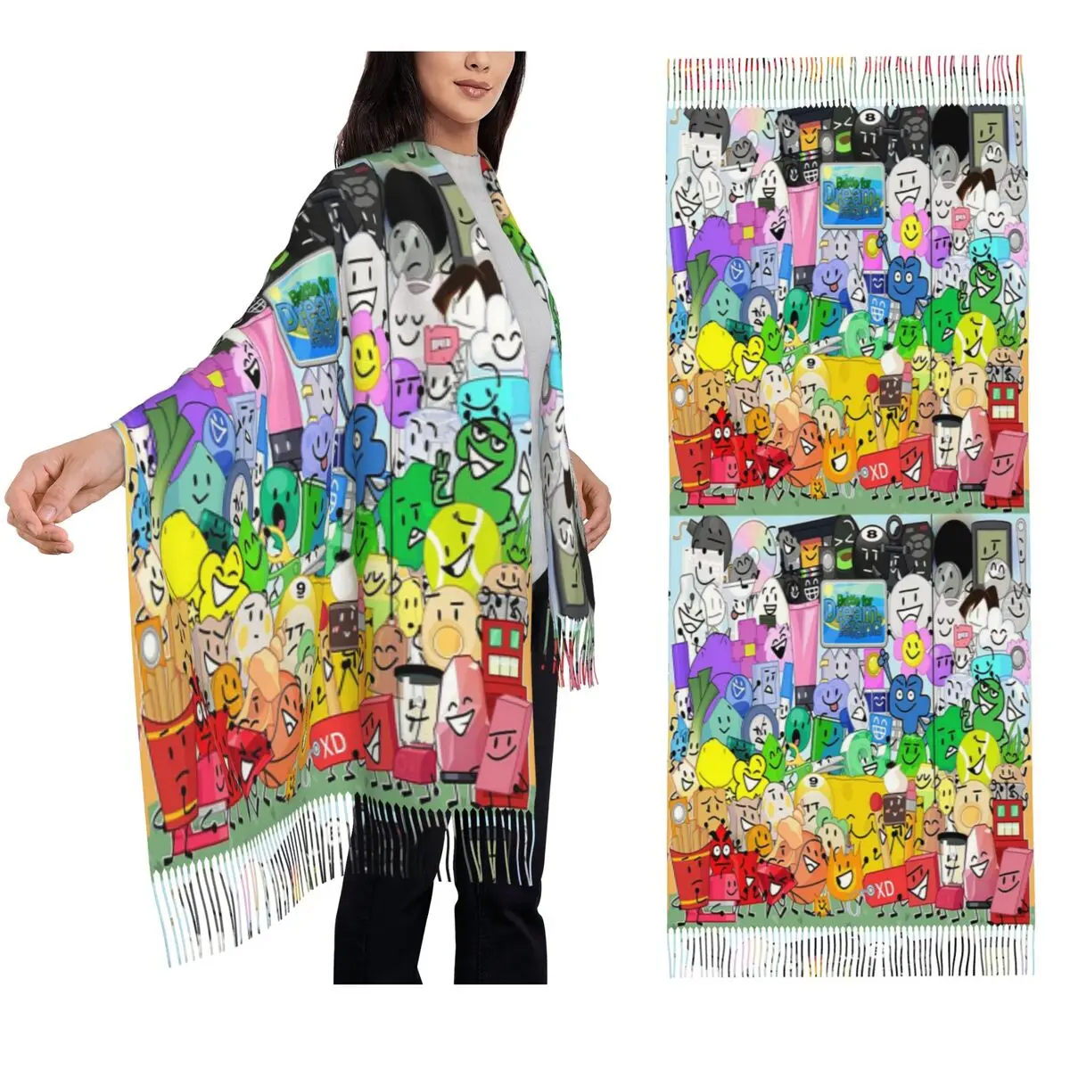 Групповой шарф с изображением BFDI, шарфы с кисточками для женщин, мягкие теплые шали и накидки, длинная осенне-зимняя шаль
Групповой шарф с изображением BFDI, шарфы с кисточками для женщин, мягкие теплые шали и накидки, длинная осенне-зимняя шаль