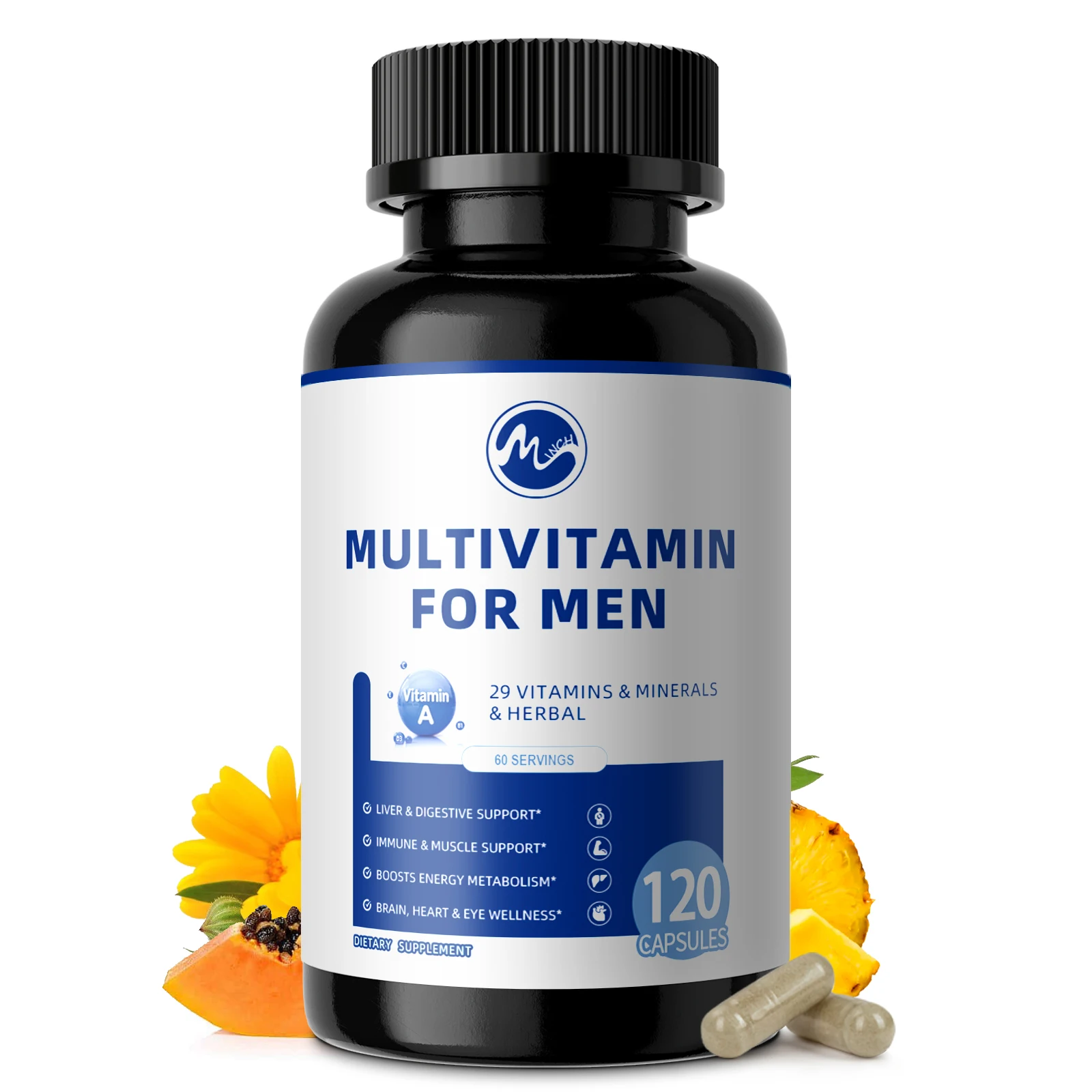 Minch Men's Daily Multivitamin Minerals, Dietary Supplement for Immunity, Energy, Digestion, Skin, and Overall Health
Minch Men's Daily Multivitamin Minerals, Dietary Supplement for Immunity, Energy, Digestion, Skin, and Overall Health