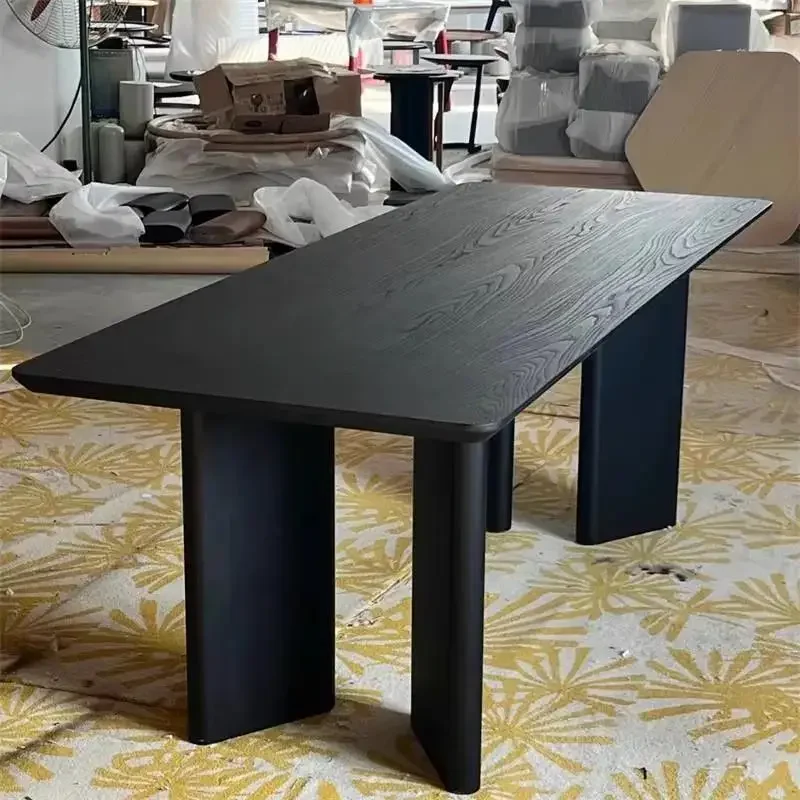 Nordic solid wood dining table rectangular black retro conference table designer wabi sandy wind simple dining table small apart
Nordic solid wood dining table rectangular black retro conference table designer wabi sandy wind simple dining table small apart