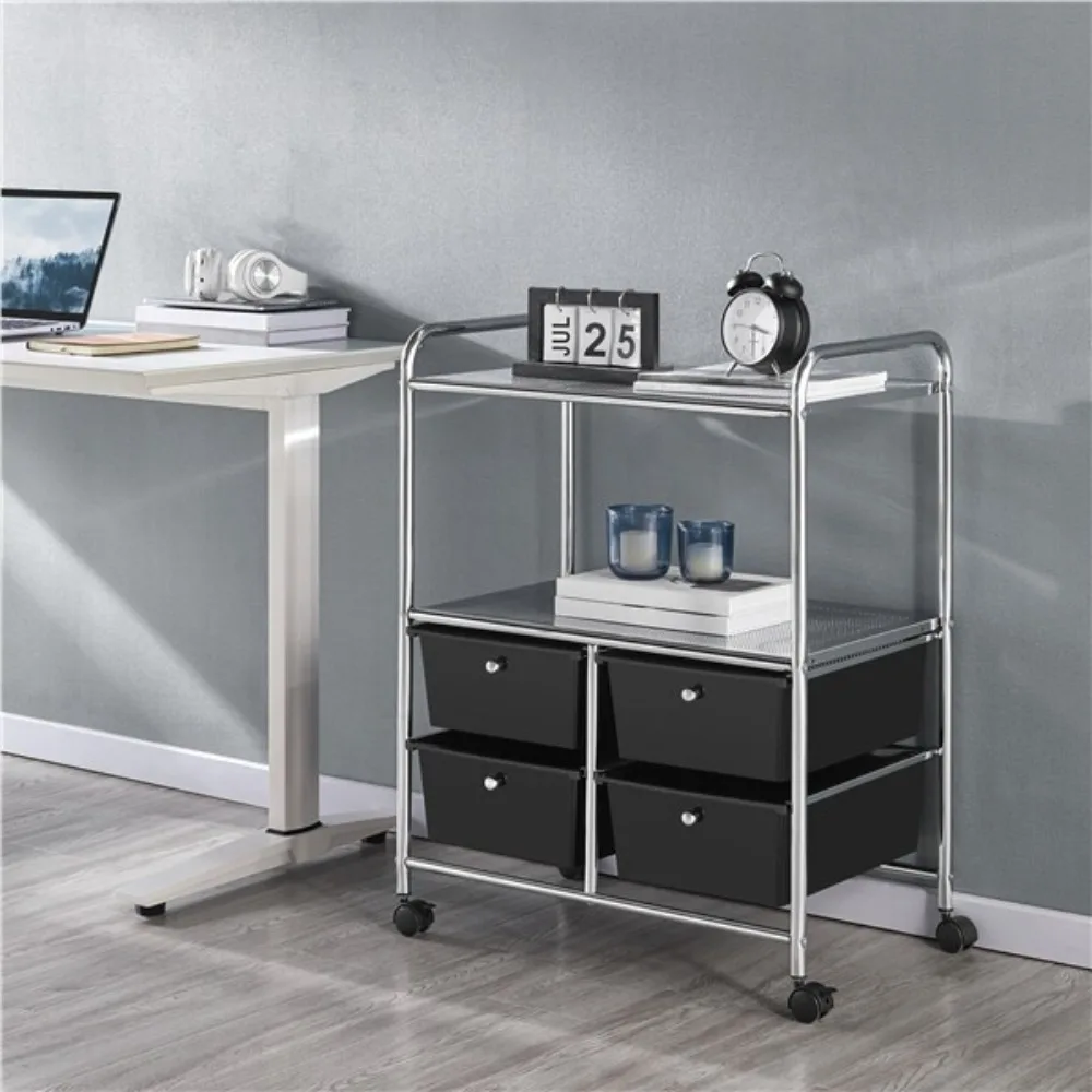 4 Drawers Rolling Storage Cart with 2-Tier Shelf Utility Organizer Cart Black
4 Drawers Rolling Storage Cart with 2-Tier Shelf Utility Organizer Cart Black