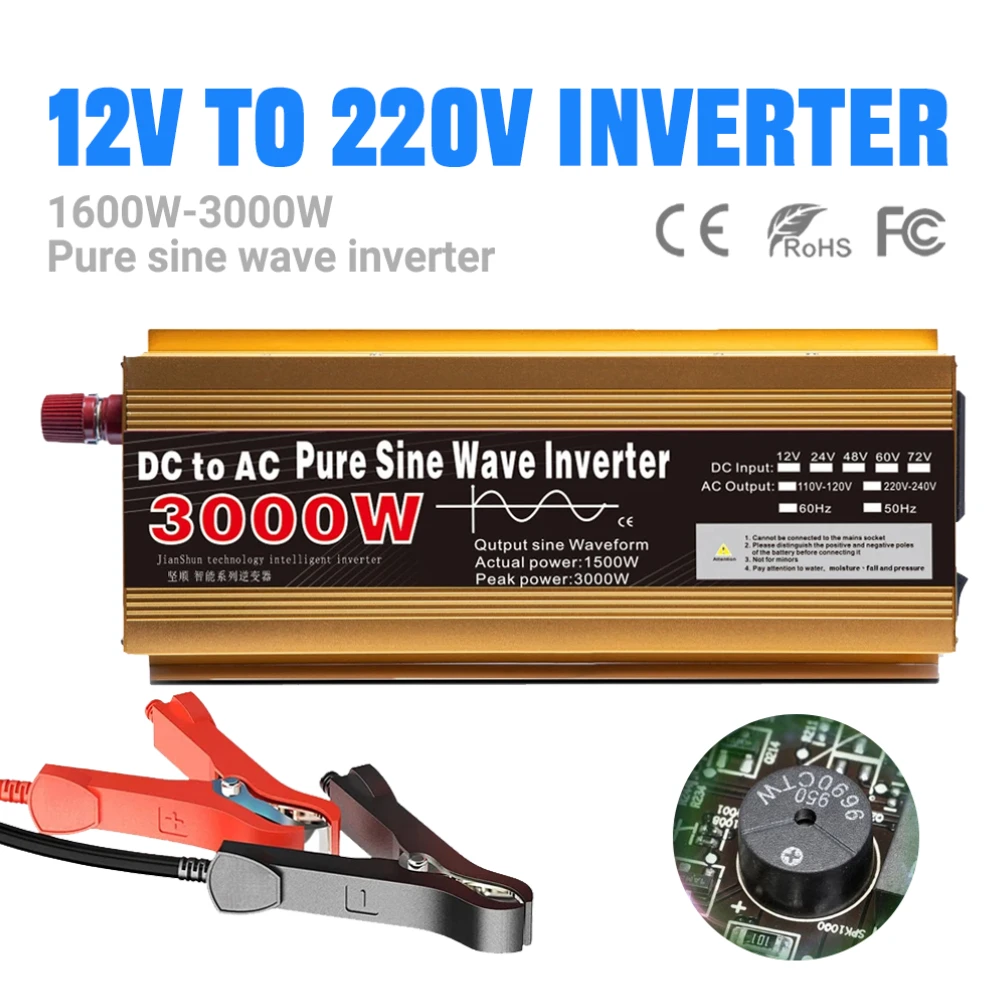 Профессиональный инвертор чистой синусоиды 1600–3000 Вт, 12 В постоянного тока в 220 В переменного тока — многофункциональная розетка для преобразования автомобильной и солнечной энергии
Профессиональный инвертор чистой синусоиды 1600–3000 Вт, 12 В постоянного тока в 220 В переменного тока — многофункциональная розетка для преобразования автомобильной и солнечной энергии