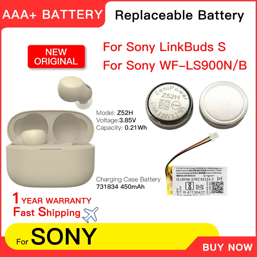 Original 731834 ZeniPower 1240 Z52H 3.85V Battery for Sony LinkBuds S WFLS900N/B Truly Wireless Earbud Headphones Batteria+Gift
Original 731834 ZeniPower 1240 Z52H 3.85V Battery for Sony LinkBuds S WFLS900N/B Truly Wireless Earbud Headphones Batteria+Gift