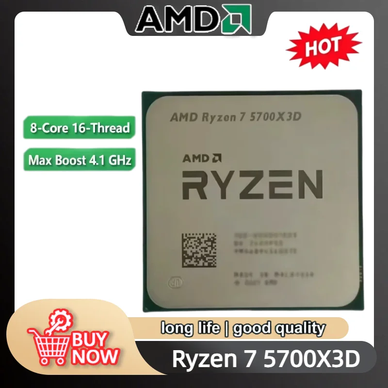 AMD Ryzen 7 5700X3D Bulk CPU for X570 B550 16-Threads 8-Cores 3 GHz Up to 4.1 GHz 105W AM4 CPU DDR4 Ryzen 5000 Series Processor
AMD Ryzen 7 5700X3D Bulk CPU for X570 B550 16-Threads 8-Cores 3 GHz Up to 4.1 GHz 105W AM4 CPU DDR4 Ryzen 5000 Series Processor