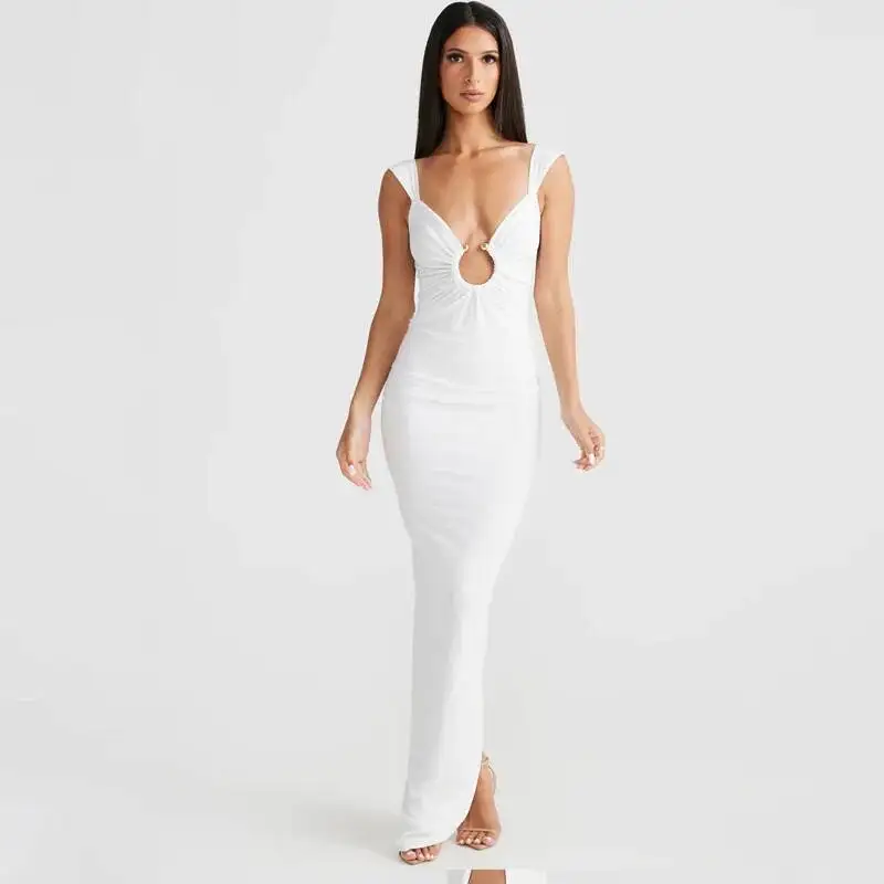 Summer Sleeveless Backless Deep V Neck Long Dress Women 2026 Split Sexy Party Evening Bodycon Dresses Black White Elegant Robes
Summer Sleeveless Backless Deep V Neck Long Dress Women 2026 Split Sexy Party Evening Bodycon Dresses Black White Elegant Robes