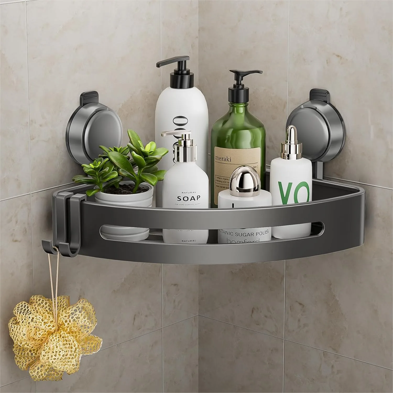 Corner Shower Caddy, Suction Cup with Hooks, No Drilling Rustproof Aluminum Bathroom Organizer Shelves for Storage
Corner Shower Caddy, Suction Cup with Hooks, No Drilling Rustproof Aluminum Bathroom Organizer Shelves for Storage