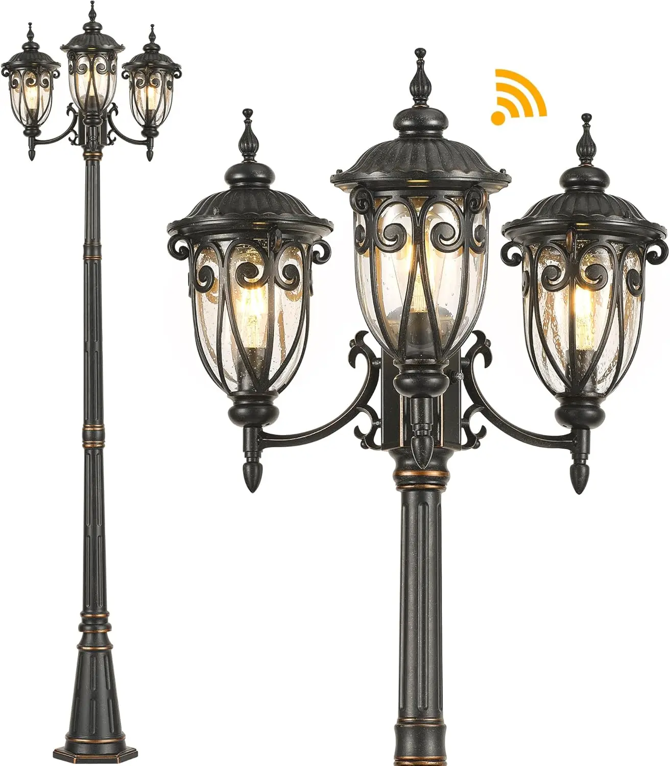 Outdoor Post Lights,Lamp Posts Outdoor Lighting Lantern, 3-Head Oil Rubbed Bronze Waterproof Street Light Sconce, Vintage
Outdoor Post Lights,Lamp Posts Outdoor Lighting Lantern, 3-Head Oil Rubbed Bronze Waterproof Street Light Sconce, Vintage