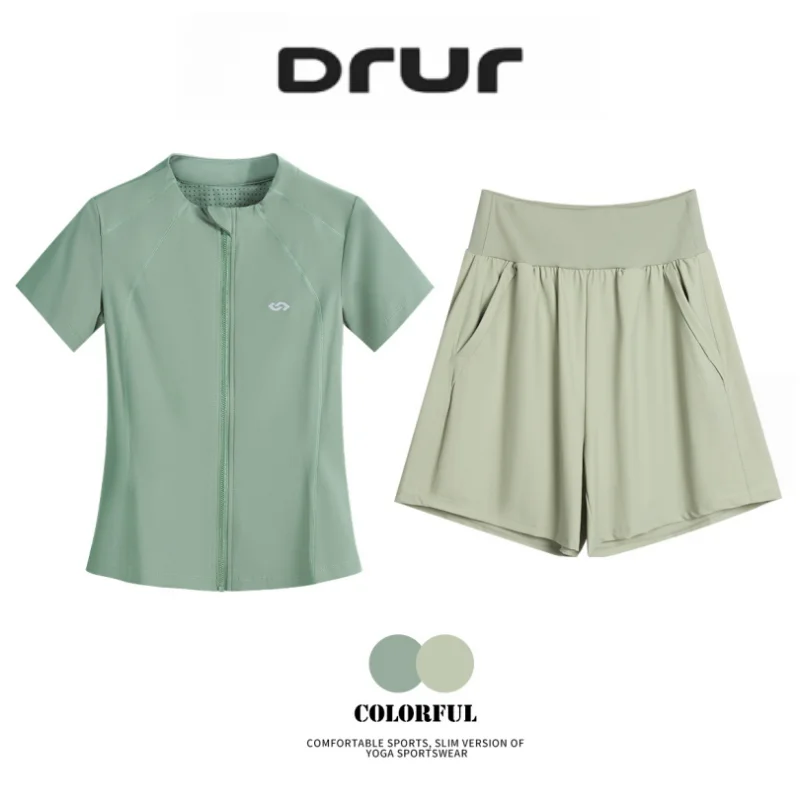 DRUR Short Sleeve Tracksuit Set for Women With Sport Jackets and Shorts with Pockets 2 Piece Running Gym Outfit Summer Yoga Suit
DRUR Short Sleeve Tracksuit Set for Women With Sport Jackets and Shorts with Pockets 2 Piece Running Gym Outfit Summer Yoga Suit