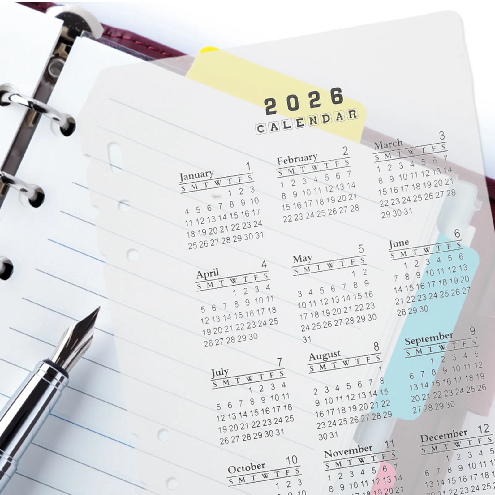 4Pcs Frosted Plastic Calendar Dividers 6-Hole Refillable DIY Binder Inserts for 2026 Date Organization Planners Notebooks Office
4Pcs Frosted Plastic Calendar Dividers 6-Hole Refillable DIY Binder Inserts for 2026 Date Organization Planners Notebooks Office