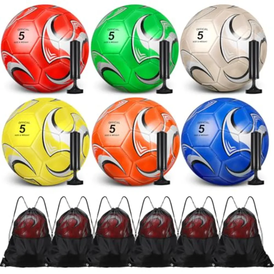 6 Pcs Soccer Ball Bulk with Pump Bag Machine Stitched Deflated Soccer for Outside Sports Training Game Practice
6 Pcs Soccer Ball Bulk with Pump Bag Machine Stitched Deflated Soccer for Outside Sports Training Game Practice