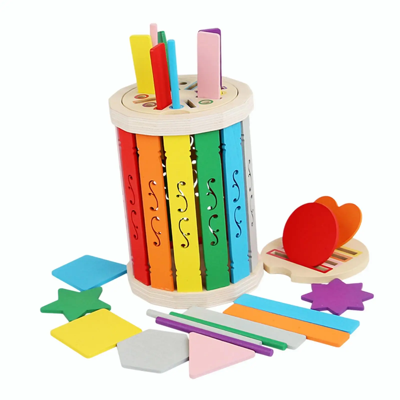 Wooden Shape Color Sorting Toy Fine Motor Skill Early Learning Preschool with Storage Bucket Geometric Matching Blocks for 1-3
Wooden Shape Color Sorting Toy Fine Motor Skill Early Learning Preschool with Storage Bucket Geometric Matching Blocks for 1-3
