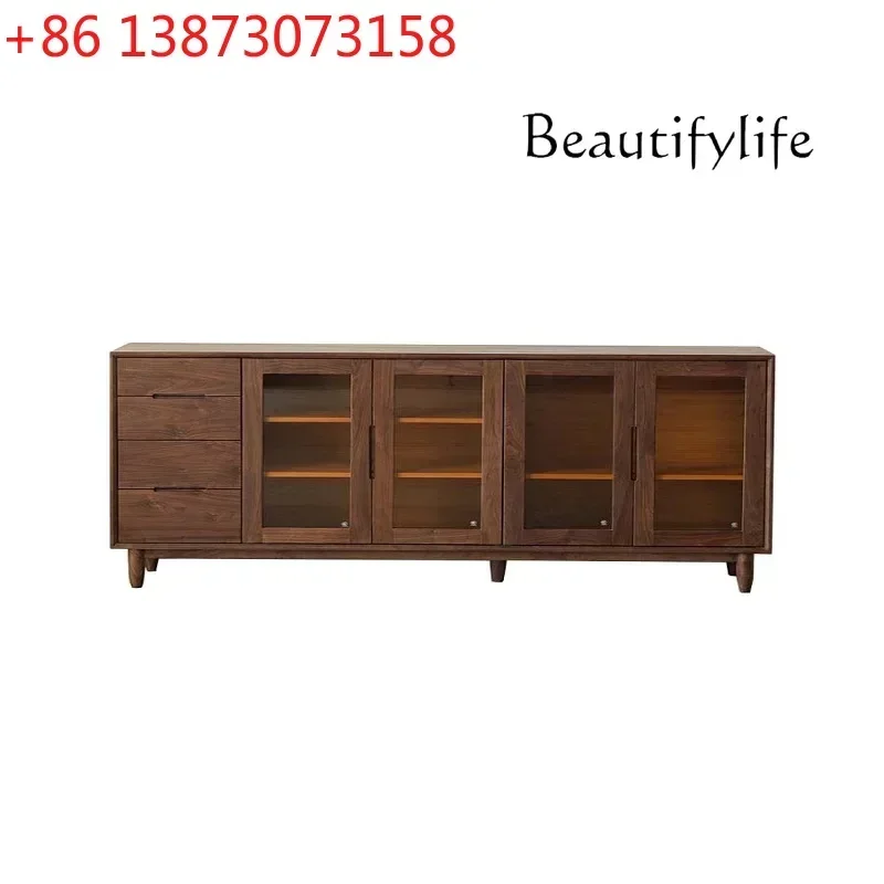 N North American black walnut solid wood living room dining side cabinet tea cabinet cupboard integrated glass display cabinet
N North American black walnut solid wood living room dining side cabinet tea cabinet cupboard integrated glass display cabinet