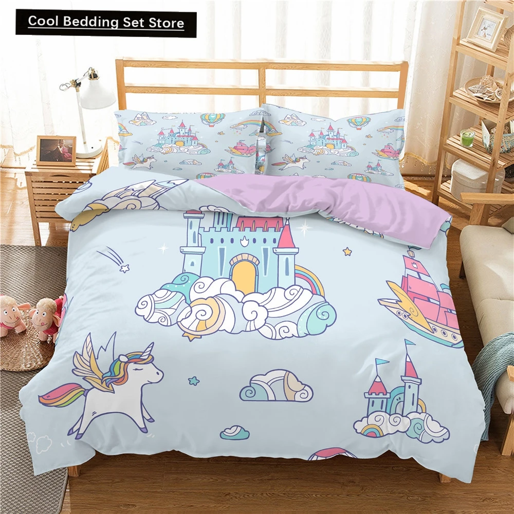 Kids Cartoon Duvet Cover Set Full/Queen Microfiber 3D Bedding Set Soft Pink Castle Princess Comforter Cover with Home Textile
Kids Cartoon Duvet Cover Set Full/Queen Microfiber 3D Bedding Set Soft Pink Castle Princess Comforter Cover with Home Textile