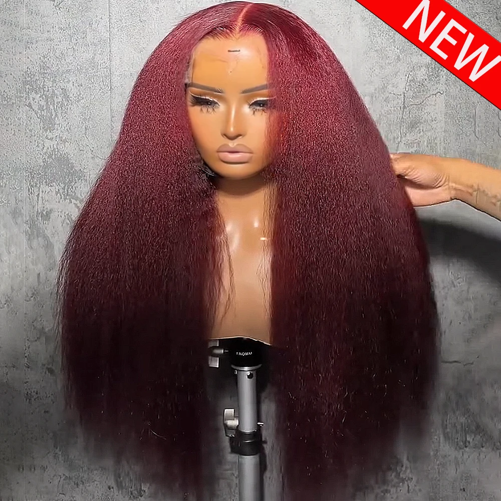 #99J Burgundy Colored Human Hair 13x6 Kinky Straight HD Transparent Lace Frontal Wigs 350/450 High Density For Women Wear And Go
#99J Burgundy Colored Human Hair 13x6 Kinky Straight HD Transparent Lace Frontal Wigs 350/450 High Density For Women Wear And Go