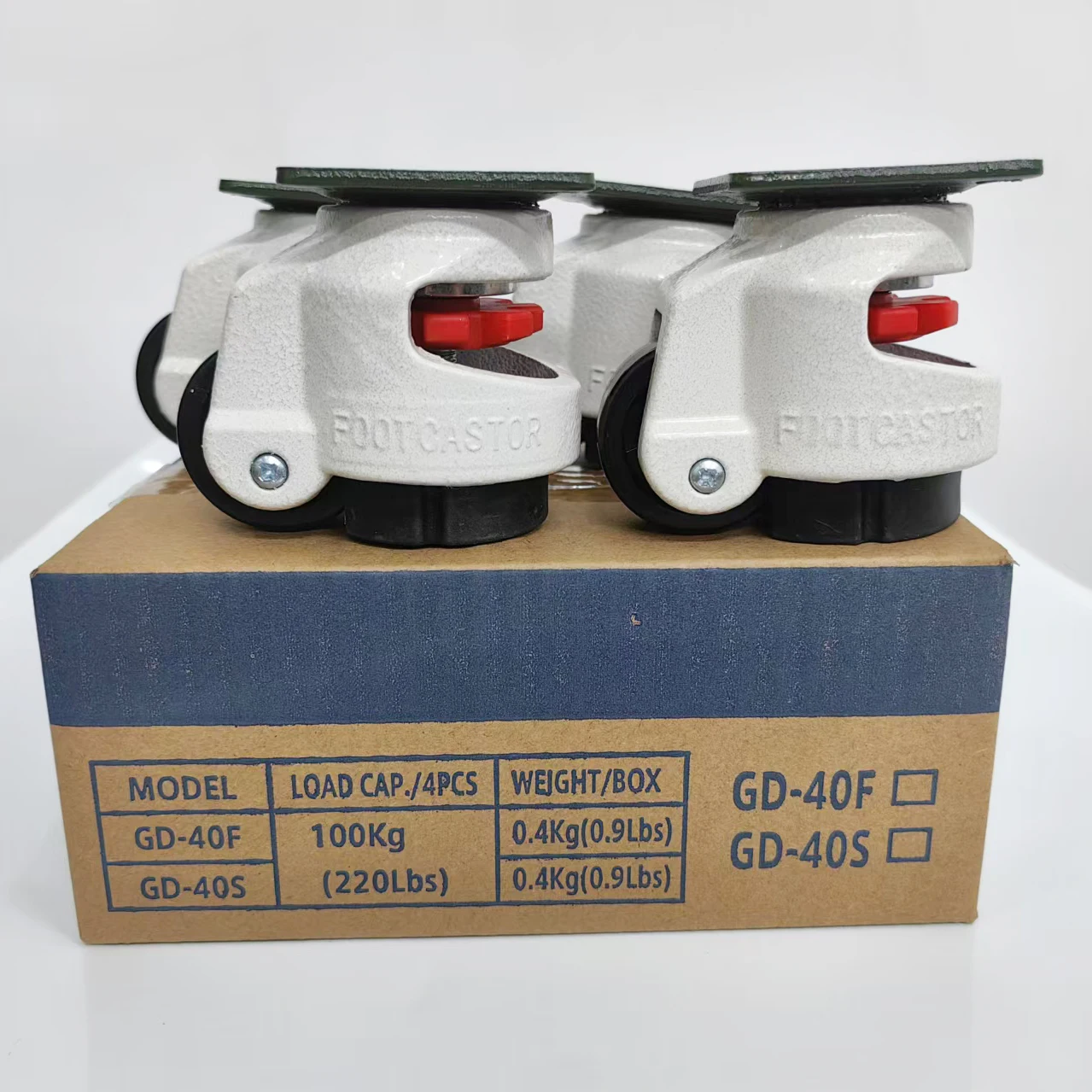 4pcs of set GD-40F/40S heavy duty loading 50kg castors, retractable adjustable leveling Plate Foot Adjustable caster wheels
4pcs of set GD-40F/40S heavy duty loading 50kg castors, retractable adjustable leveling Plate Foot Adjustable caster wheels