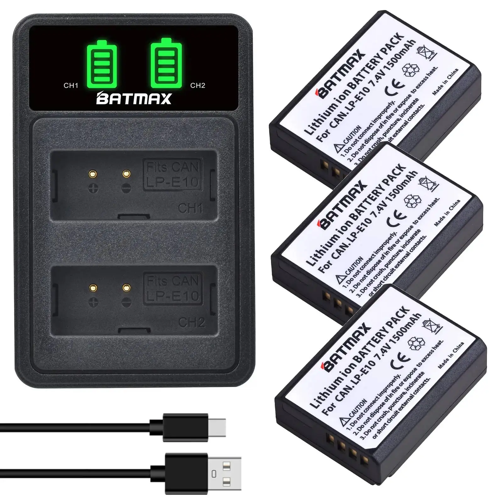 Batmax LP-E10 LP E10 1500mAh Battery+LED Dual Charger for Canon 1100D 1200D 1300D 2000D 4000D Rebel T3 T5 T6,X50 X80 X90
Batmax LP-E10 LP E10 1500mAh Battery+LED Dual Charger for Canon 1100D 1200D 1300D 2000D 4000D Rebel T3 T5 T6,X50 X80 X90