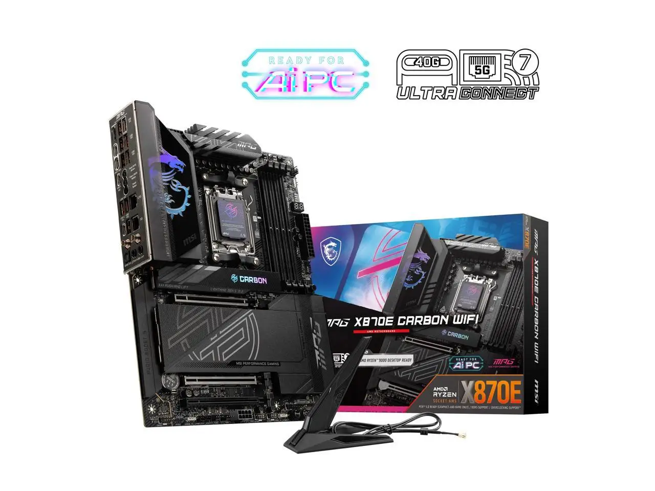 MSI MPG X870E CARBON WIFI Motherboard, ATX - Supports AMD Ryzen 9000 / 8000 / 7000 Processors, AM5
MSI MPG X870E CARBON WIFI Motherboard, ATX - Supports AMD Ryzen 9000 / 8000 / 7000 Processors, AM5