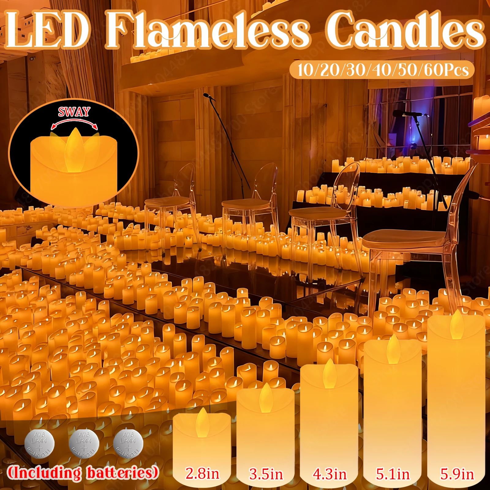 10-60Pcs LED Candles Flameless Candles Wedding Candles Party Candles Flickering Candles Decorative Candles for Festivals Table
10-60Pcs LED Candles Flameless Candles Wedding Candles Party Candles Flickering Candles Decorative Candles for Festivals Table