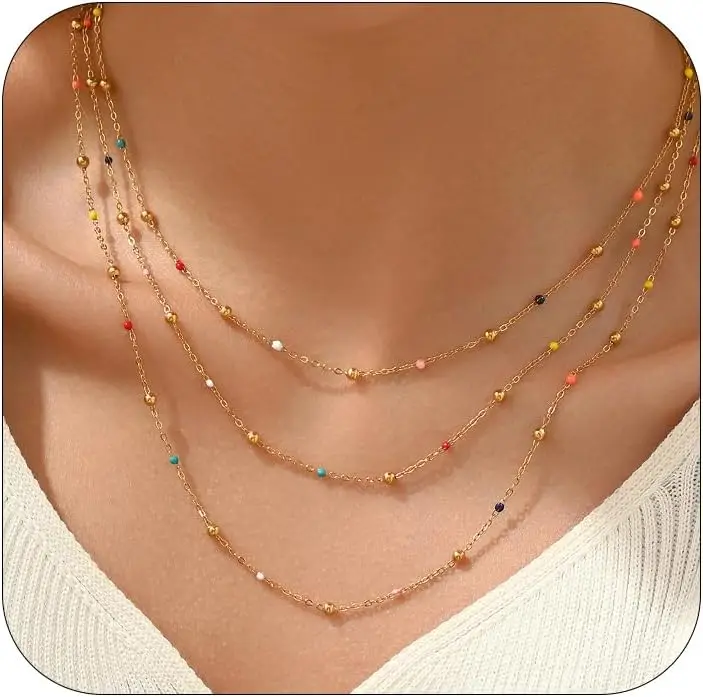 Layered Gold Plated Herringbone Snake Chain Choker with Moon Coin Pendant Trendy Minimalist Jewelry for Women
Layered Gold Plated Herringbone Snake Chain Choker with Moon Coin Pendant Trendy Minimalist Jewelry for Women