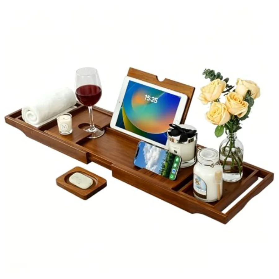 Teak Bathtub Caddy Expandable Bath Tray Non‑Slip Luxury Tub Caddy with Wine Phone Tablet Holder Wooden Bath Accessory for Home
Teak Bathtub Caddy Expandable Bath Tray Non‑Slip Luxury Tub Caddy with Wine Phone Tablet Holder Wooden Bath Accessory for Home
