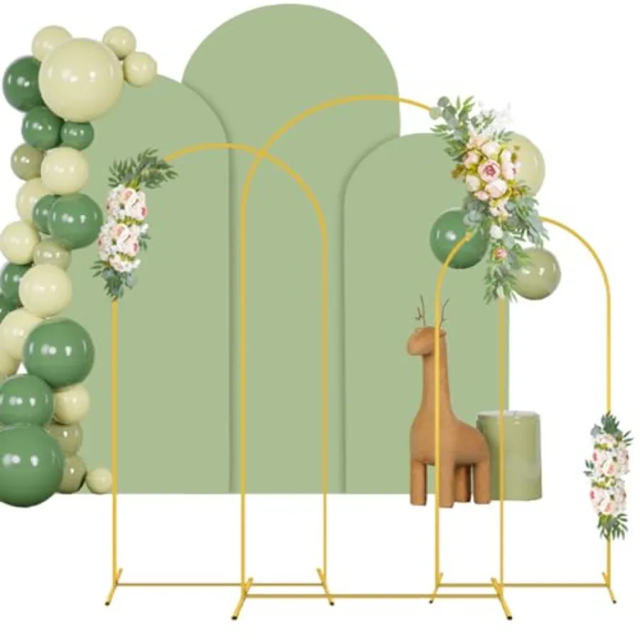 Arch Backdrop Stand and Cover Set of 3 6FT 6.6FT 7.2FT Gold Arch Backdrop Stands and Sage Green Spandex Arched Covers for Party
Arch Backdrop Stand and Cover Set of 3 6FT 6.6FT 7.2FT Gold Arch Backdrop Stands and Sage Green Spandex Arched Covers for Party