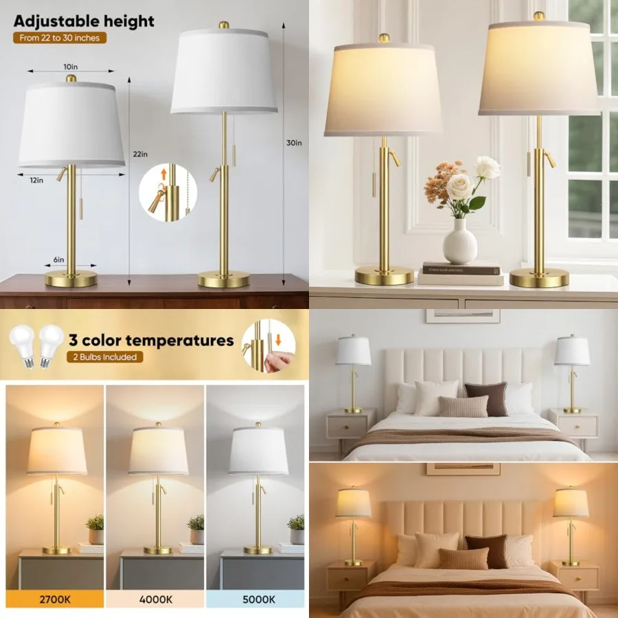 Tall Table Lamps Set of 2, Modern Table Lamps with White Shade for Living Room, Height Adjustable Nightstand Lamps for Bedroom,
Tall Table Lamps Set of 2, Modern Table Lamps with White Shade for Living Room, Height Adjustable Nightstand Lamps for Bedroom,