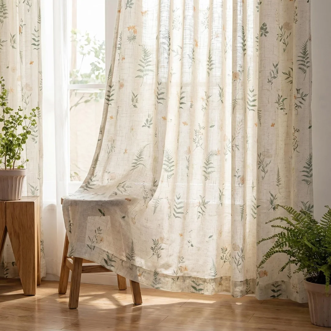 Ji Ji feng Qing man printed cotton and linen gauze curtain breathable bedroom bay window living room study French window
Ji Ji feng Qing man printed cotton and linen gauze curtain breathable bedroom bay window living room study French window