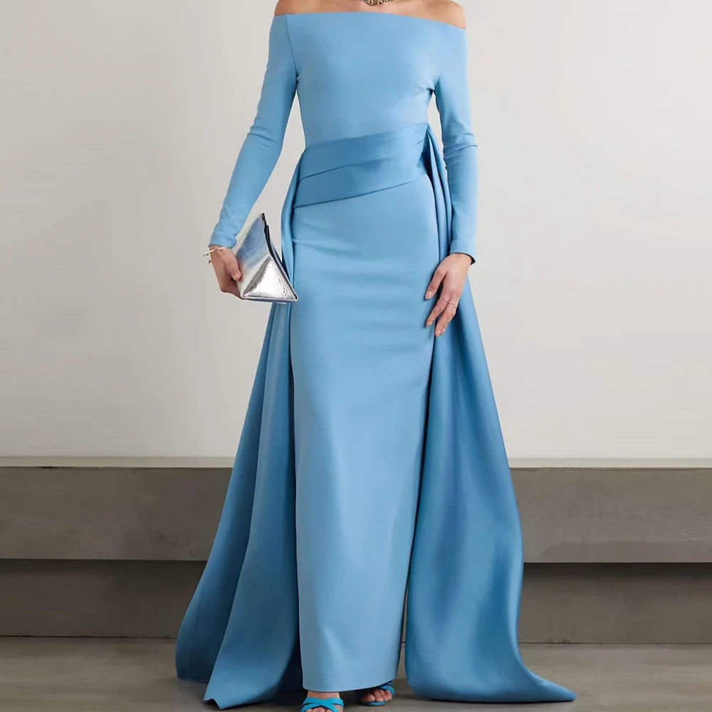 Customized Modern Panel Train Pleats Boat Neck Off the Shoulder Evening Dress Graceful Straight Jersey Zipper Back Party Gown
Customized Modern Panel Train Pleats Boat Neck Off the Shoulder Evening Dress Graceful Straight Jersey Zipper Back Party Gown