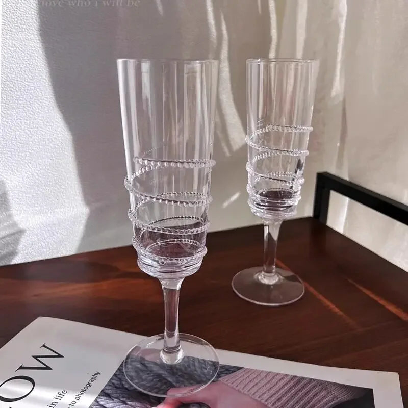 CL modern light luxury high-end glass retro silk-wrapped tall red wine glass champagne design sense cup
CL modern light luxury high-end glass retro silk-wrapped tall red wine glass champagne design sense cup