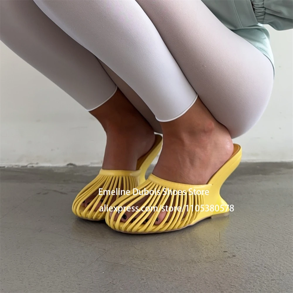 Caged Peep Toe Sculptural Wedge Heel Mules Women Slip on High Irregular Heel Slipper Runway Casual Sandal Plus Size Custom Color
Caged Peep Toe Sculptural Wedge Heel Mules Women Slip on High Irregular Heel Slipper Runway Casual Sandal Plus Size Custom Color
