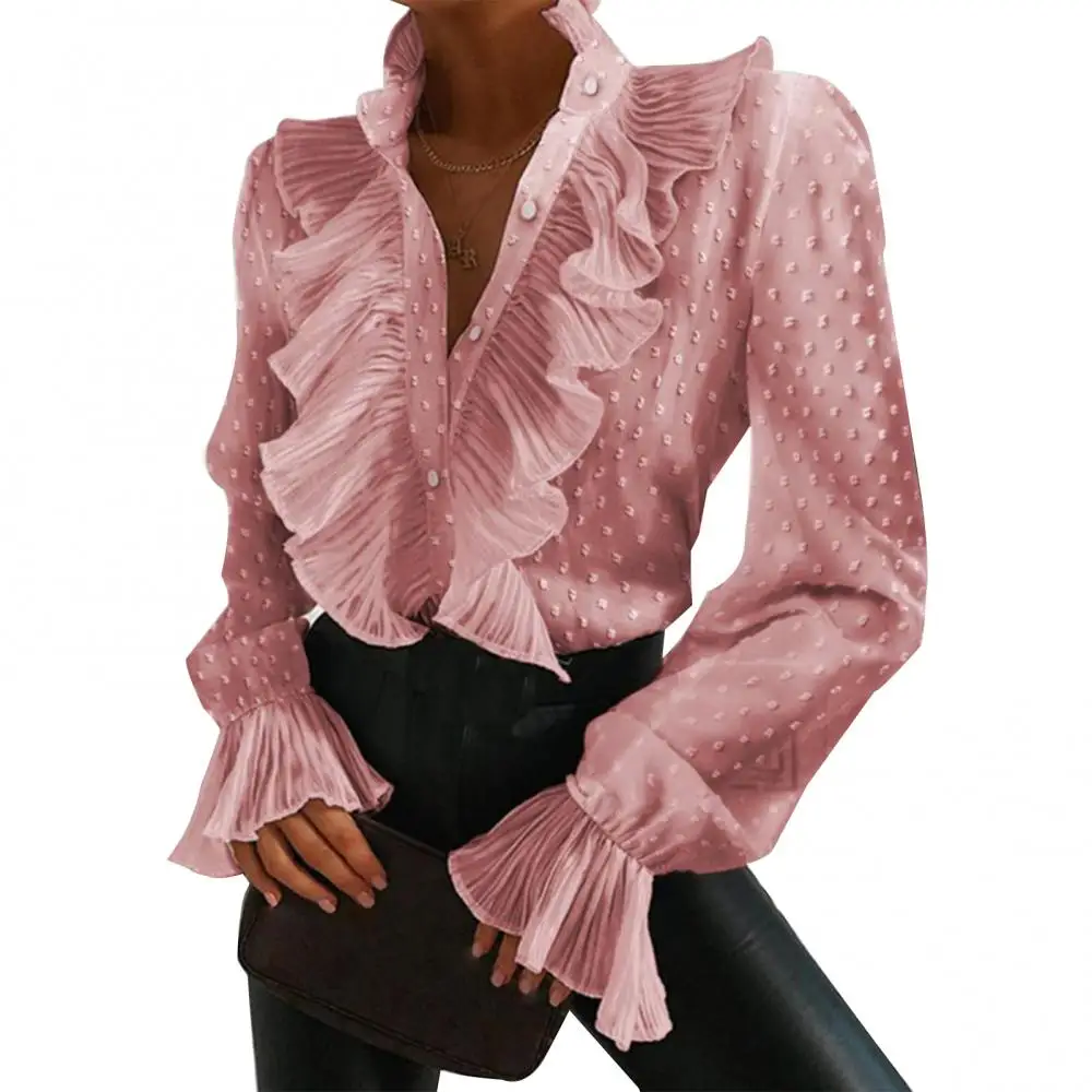 New Women's Turndown Collar Cascading Ruffle Long Sleeve Casual Office Loose Shirt
New Women's Turndown Collar Cascading Ruffle Long Sleeve Casual Office Loose Shirt