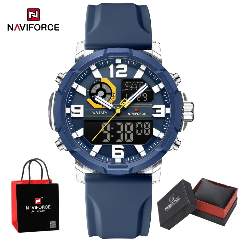 NAVIFORCE 2026 Men Watch 50M Waterproof Dual Display Chronograph Alarm Clock Fashion Simple Watches for Man Wristwatch Gift Box
NAVIFORCE 2026 Men Watch 50M Waterproof Dual Display Chronograph Alarm Clock Fashion Simple Watches for Man Wristwatch Gift Box