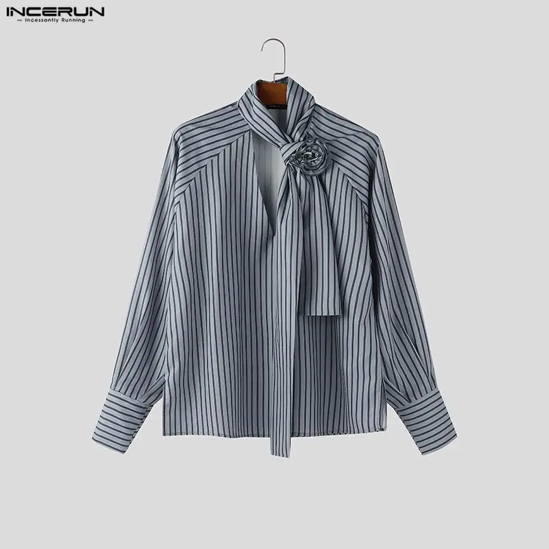 2026 Men Striped Shirt Flower Tie Up V Neck Streetwear Long Sleeve Men Clothing Oversize Fashion Casual Tops Male Shirts INCERUN
2026 Men Striped Shirt Flower Tie Up V Neck Streetwear Long Sleeve Men Clothing Oversize Fashion Casual Tops Male Shirts INCERUN