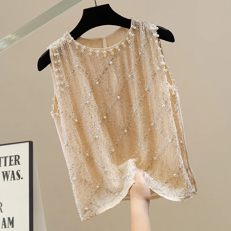 Модный женский топ с бисером и круглым вырезом, новый дизайн, универсальная модель, трендовая женская одежда
Модный женский топ с бисером и круглым вырезом, новый дизайн, универсальная модель, трендовая женская одежда