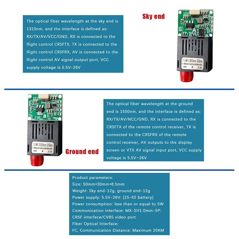 Оптоволоконный модуль БПЛА TTL Оптический трансивер UART/SBUS для оптоволоконного неба с заземлением
Оптоволоконный модуль БПЛА TTL Оптический трансивер UART/SBUS для оптоволоконного неба с заземлением