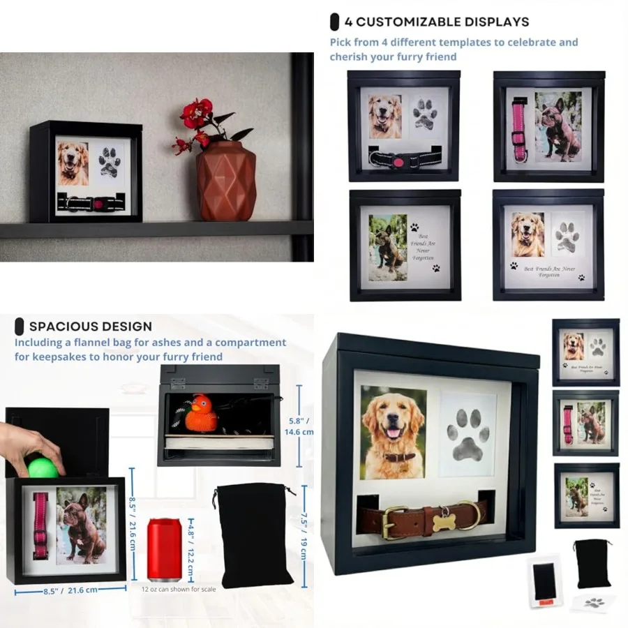 Dog Urn for Ashes, 4 Customizable Displays with Paw Print Ink Kit and Flannel Bag, Pet Urns for Dogs Ashes, Pet Cremation Box,
Dog Urn for Ashes, 4 Customizable Displays with Paw Print Ink Kit and Flannel Bag, Pet Urns for Dogs Ashes, Pet Cremation Box,