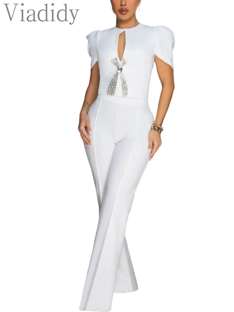 Women's Casual Solid Color Short Sleeve Round Neck Wide Leg High Waist Jumpsuits Rompers
Women's Casual Solid Color Short Sleeve Round Neck Wide Leg High Waist Jumpsuits Rompers