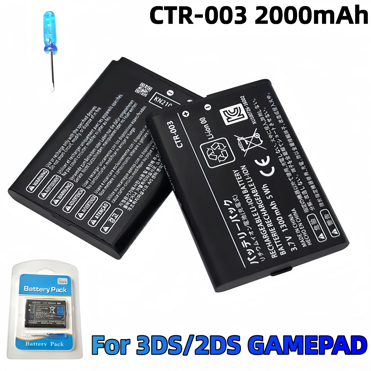 2000mAh CTR-003 Battery High Capacity for 3DS Gaming Machine Host Battery 3.7V Lithium Built-in Cell N3DS 2DS Gamepad Controller
2000mAh CTR-003 Battery High Capacity for 3DS Gaming Machine Host Battery 3.7V Lithium Built-in Cell N3DS 2DS Gamepad Controller