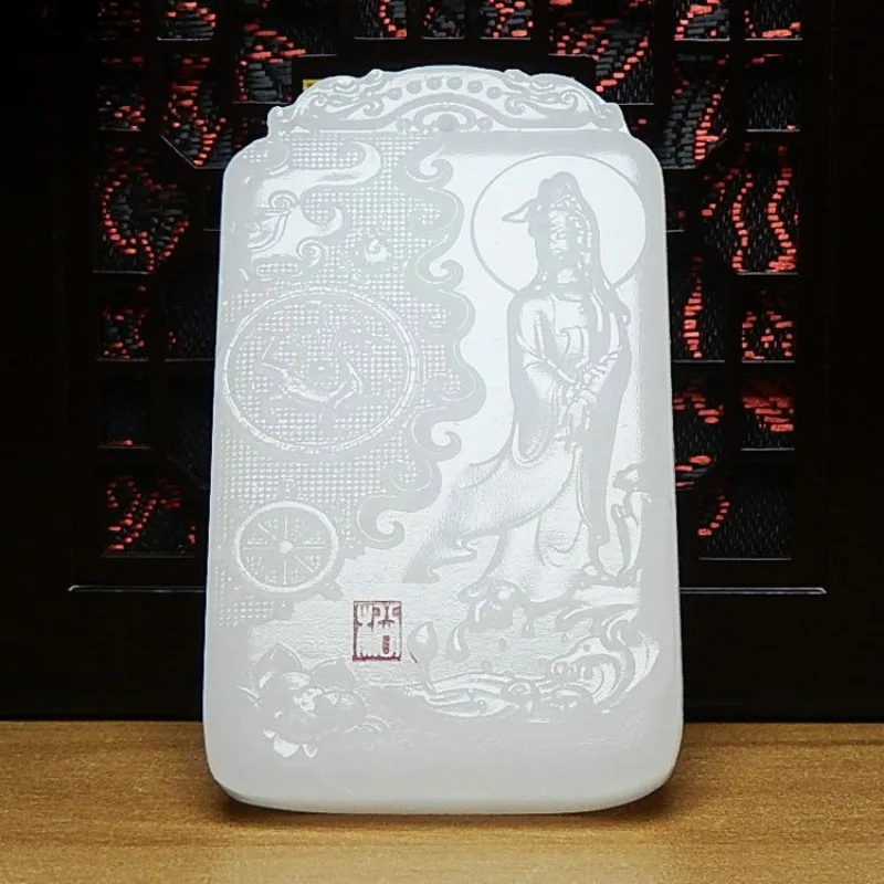 Natural Afghan White Jade Guanyin Lotus Pendant Jade Atmospheric Necklace
Natural Afghan White Jade Guanyin Lotus Pendant Jade Atmospheric Necklace